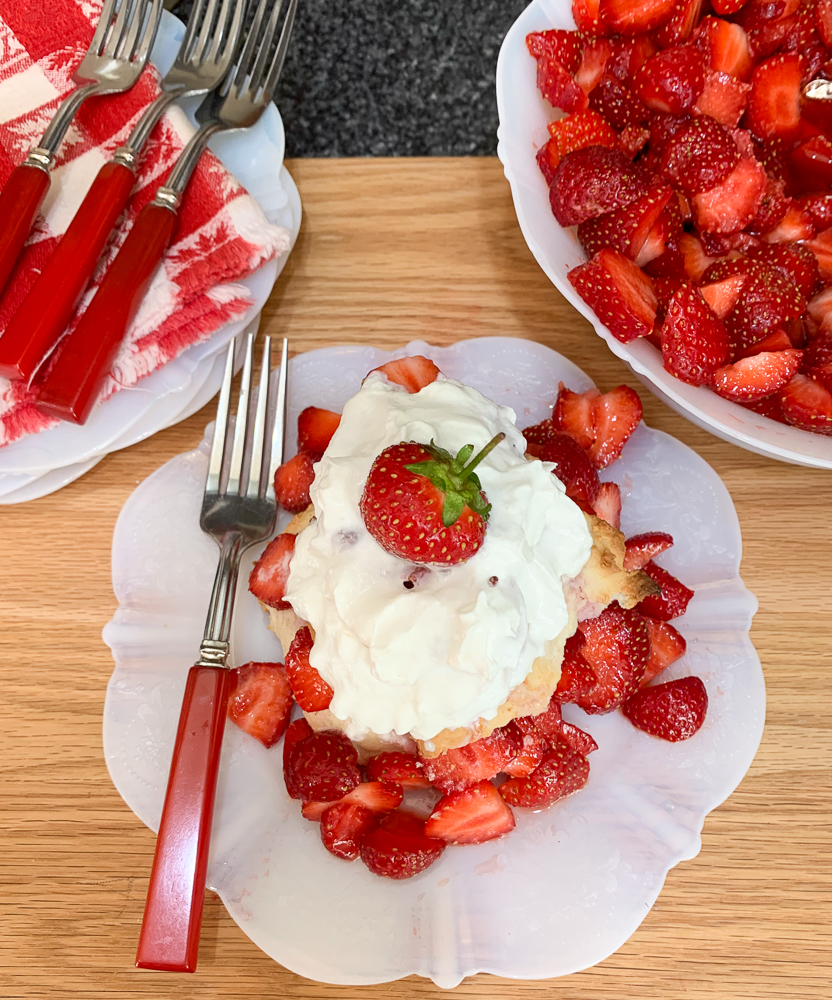 Strawberries, plated shortcake